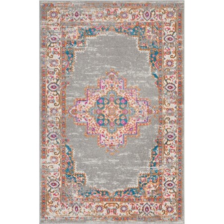 Palacedesigns 4 x 6 ft. Gray & Gold Medallion Area Rug PA3658041